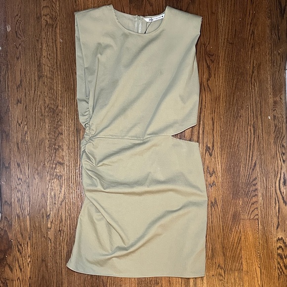 Zara Asymmetrical Olive Dress - Picture 2 of 6